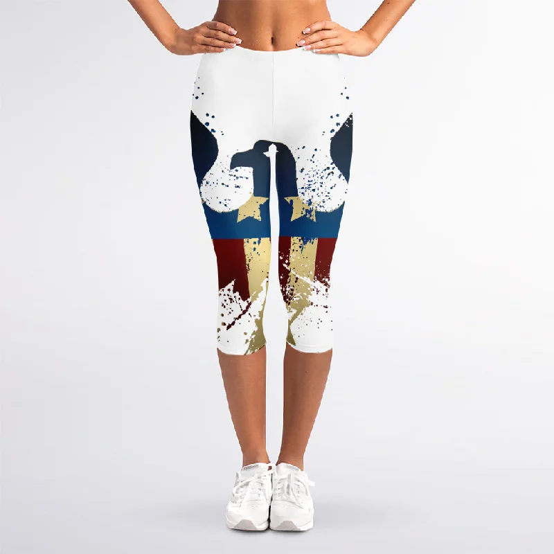 Special Price Patriotic American Eagle Print Women's Capri Leggings