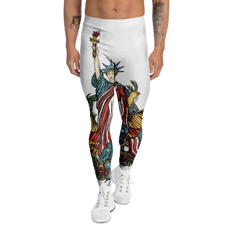 Closeout Patriotic Art Statue Of Liberty Print Men's Leggings