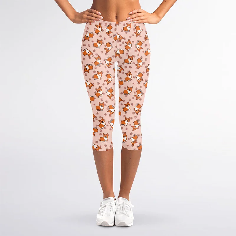Don't Wait Pembroke Welsh Corgi Pattern Print Women's Capri Leggings