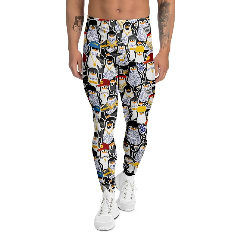 Final Sale Penguin Criminal Print Pattern Men's Leggings