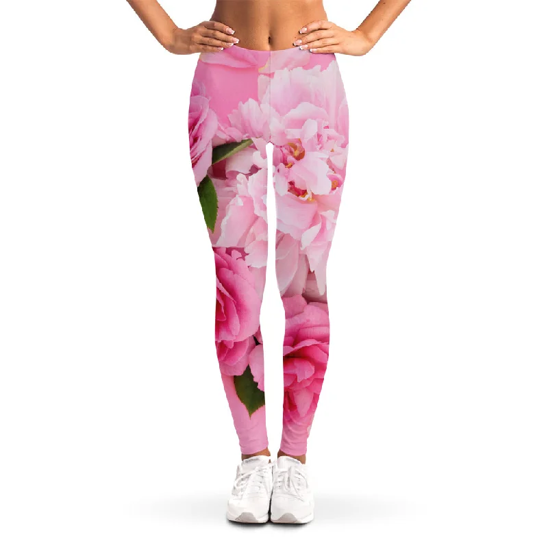 Low Prices Peony And Rose Print Women's Leggings