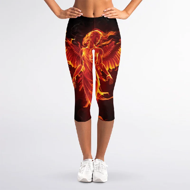 Discount Mania Phoenix Angel Print Women's Capri Leggings