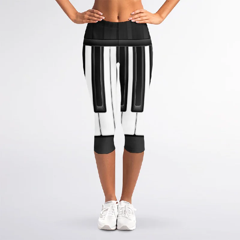 Special Savings Piano Keyboard Print Women's Capri Leggings