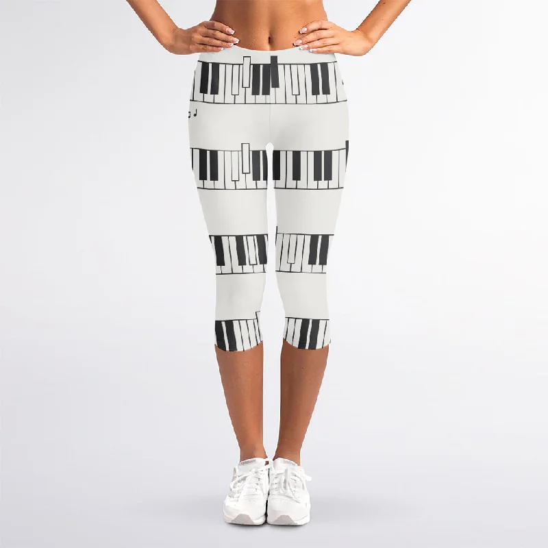 One-DAY Sale Piano Pattern Print Women's Capri Leggings