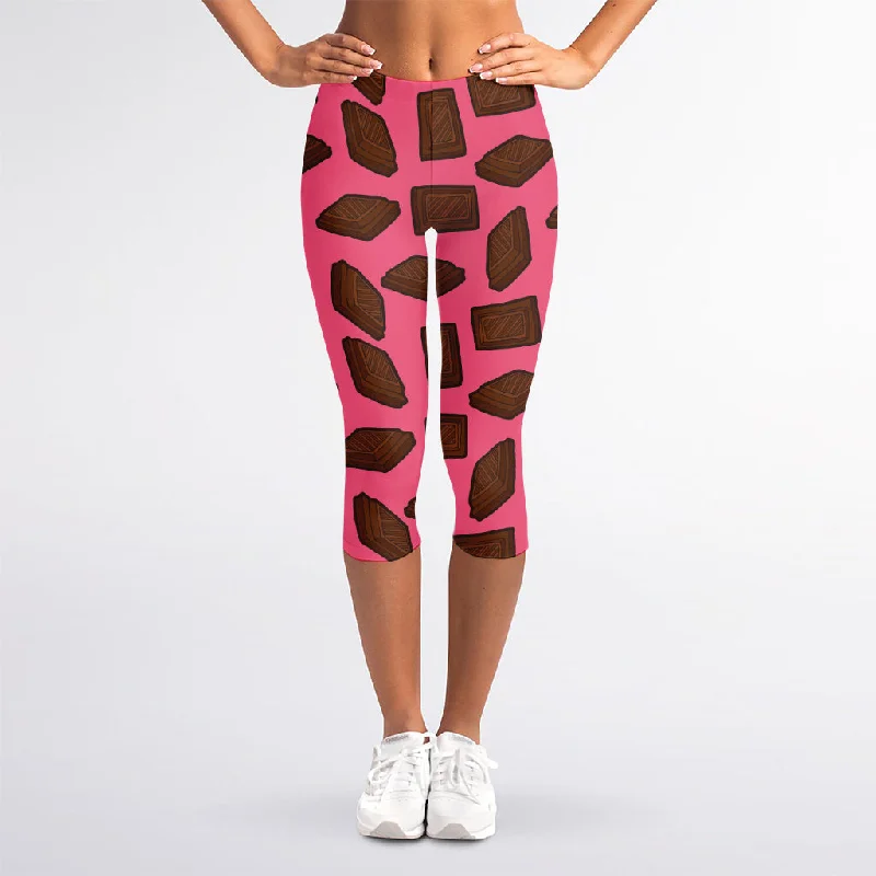 Mega Sale Pieces of Chocolate Pattern Print Women's Capri Leggings