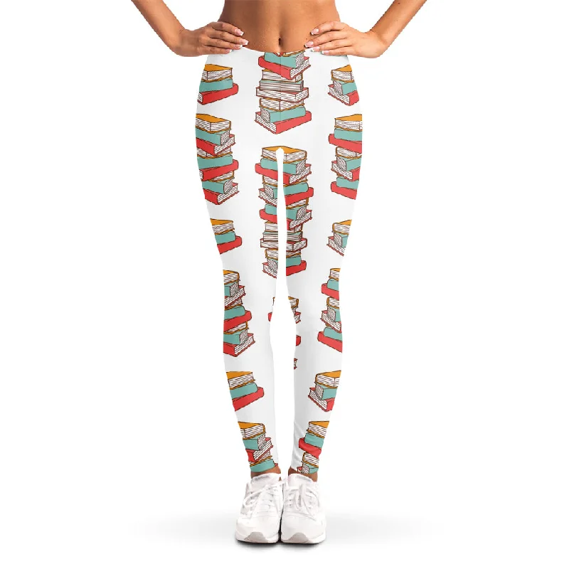 Deal Dash Pile Of Reading Books Pattern Print Women's Leggings