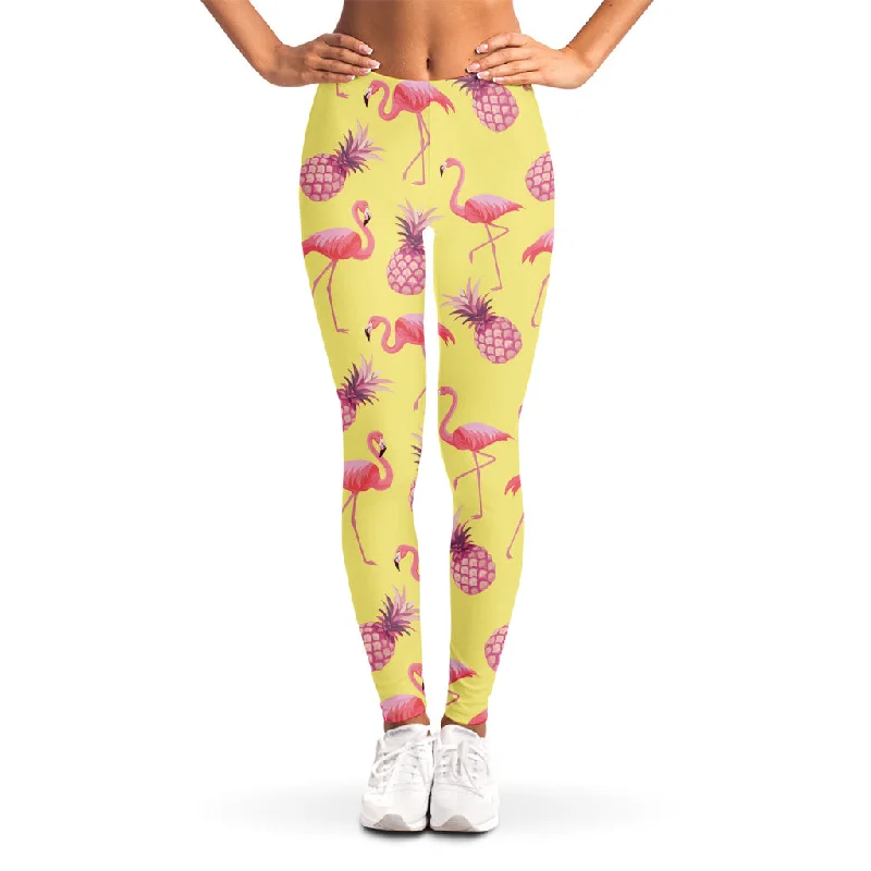 Price Break Pineapple And Flamingo Pattern Print Women's Leggings