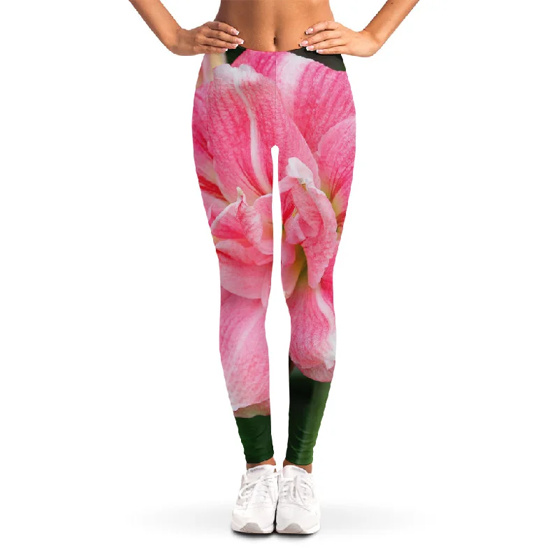 Inventory Reduction Pink Amaryllis Print Women's Leggings