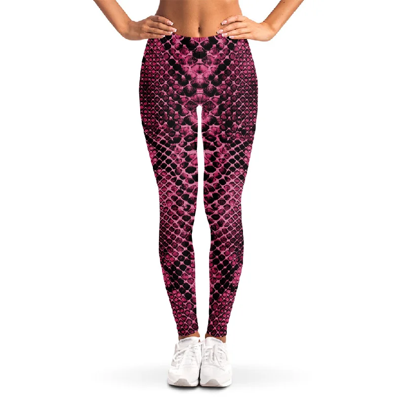 Customer Appreciation Sale Pink And Black Snakeskin Print Women's Leggings
