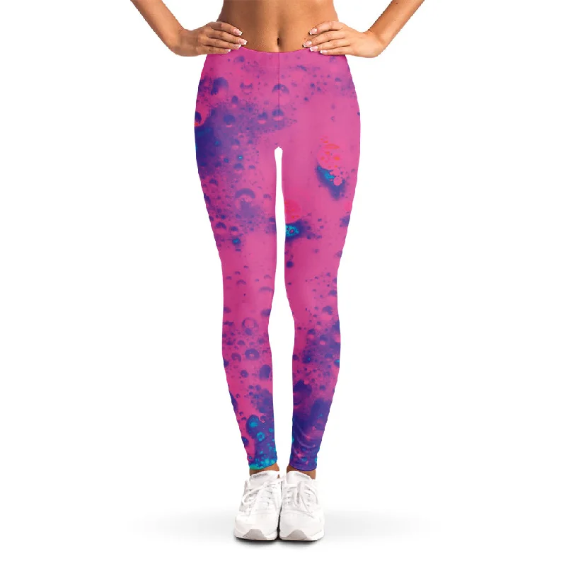 Special Promotion Pink And Blue Acid Melt Print Women's Leggings