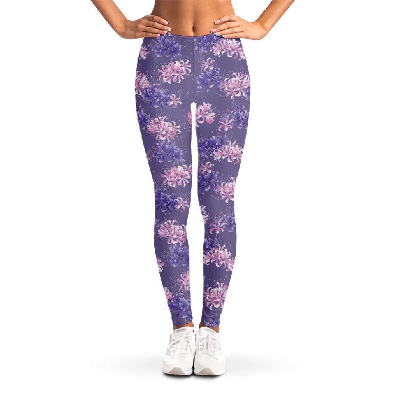 Take Advantage Pink And Purple Japanese Amaryllis Print Women's Leggings