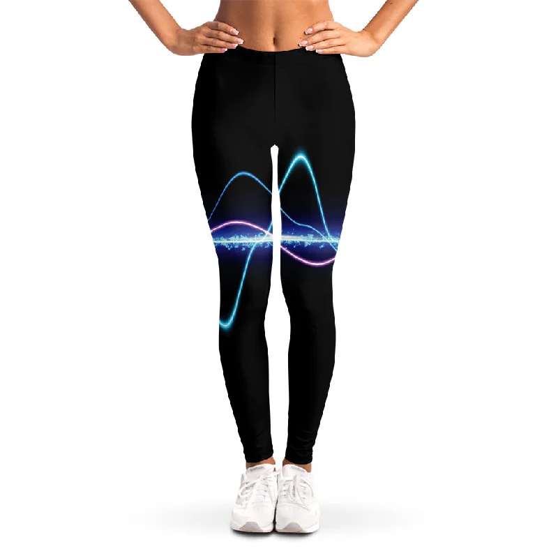 Super Bargain Pink And Teal Sound Wave Print Women's Leggings