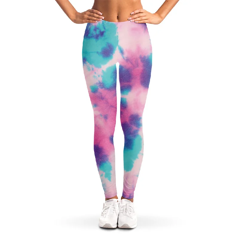 Special Price Pink And Teal Tie Dye Print Women's Leggings