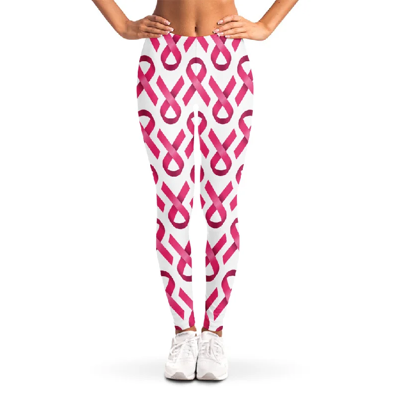 Markdowns Pink And White Breast Cancer Print Women's Leggings