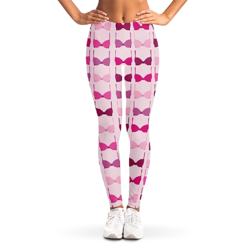 Discount Mania Pink Bra Breast Cancer Pattern Print Women's Leggings