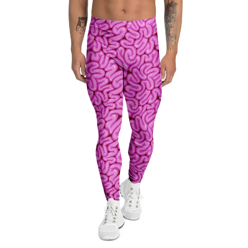 Super Deal Pink Brains Cartoon Print Pattern Men's Leggings