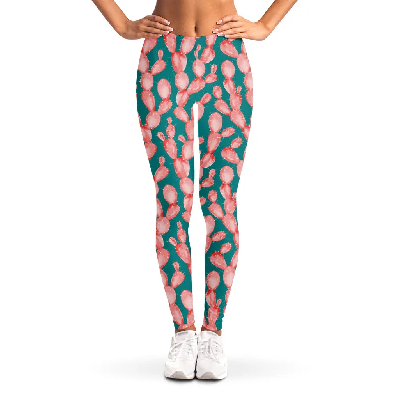 Unbeatable Prices Pink Cactus Pattern Print Women's Leggings