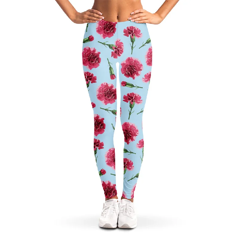 Super Deal Pink Carnation Pattern Print Women's Leggings