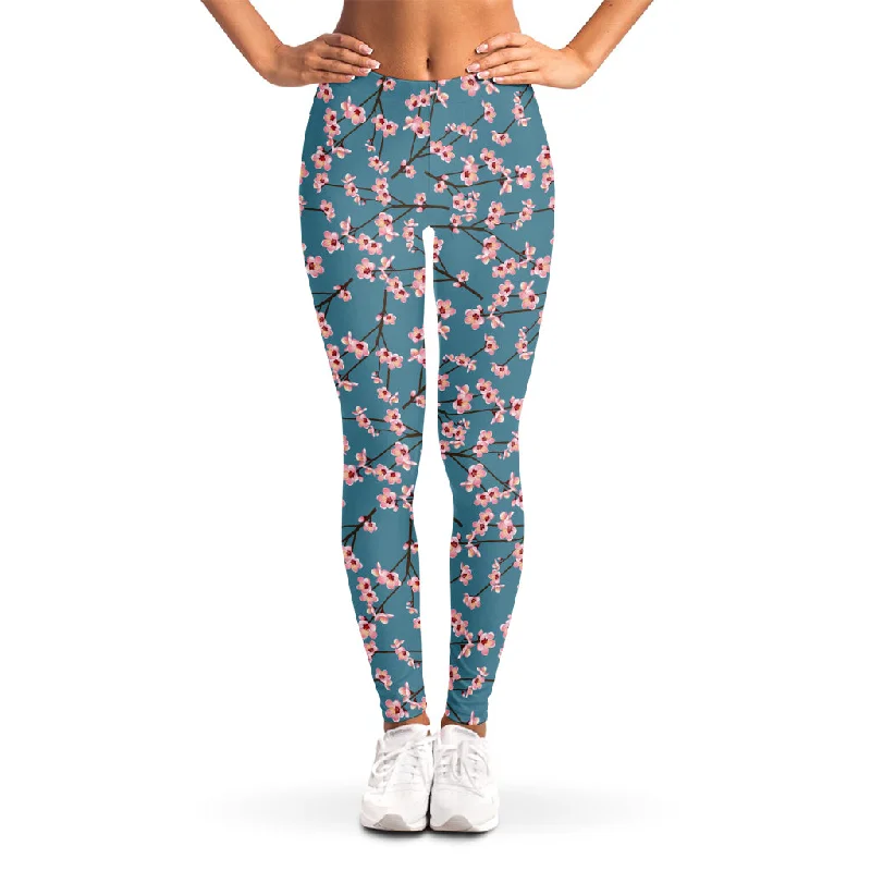 Price Reduction Pink Cherry Blossom Pattern Print Women's Leggings