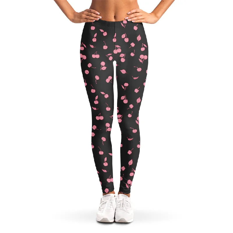Overstock Pink Cherry Pattern Print Women's Leggings