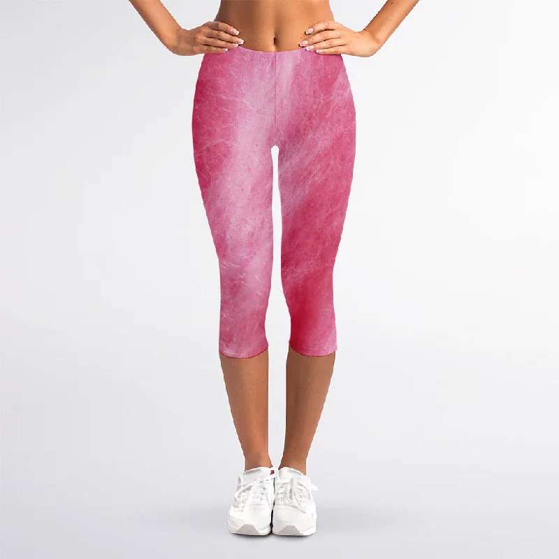 Special Savings Pink Cotton Candy Print Women's Capri Leggings