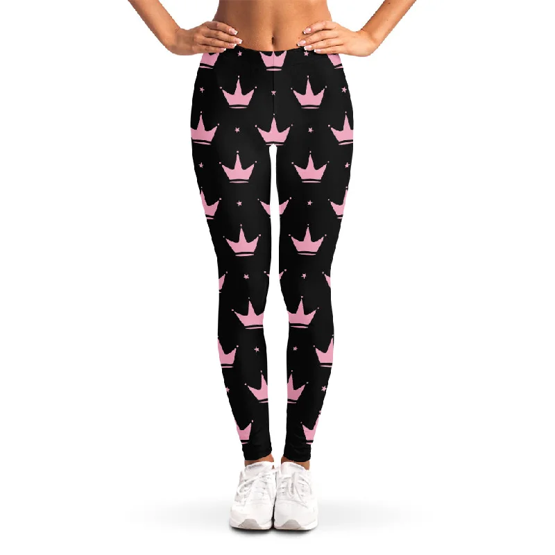 Extra Savings Pink Crown Pattern Print Women's Leggings