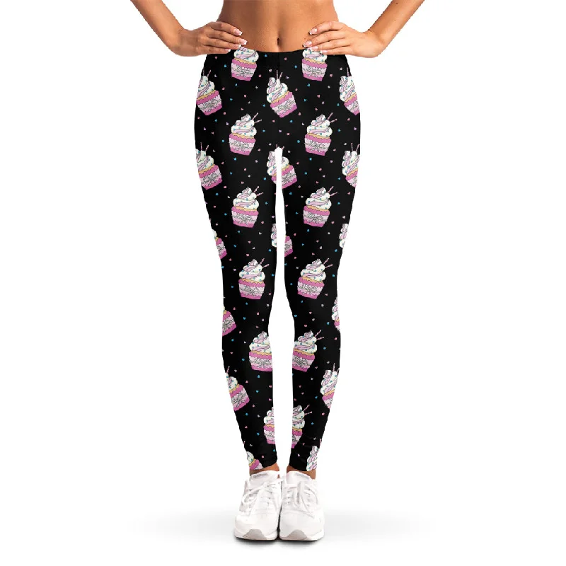 Hurry In Pink Cupcake Pattern Print Women's Leggings