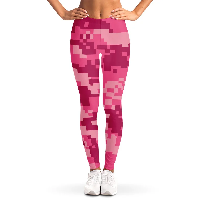 Final Markdown Pink Digital Camo Pattern Print Women's Leggings
