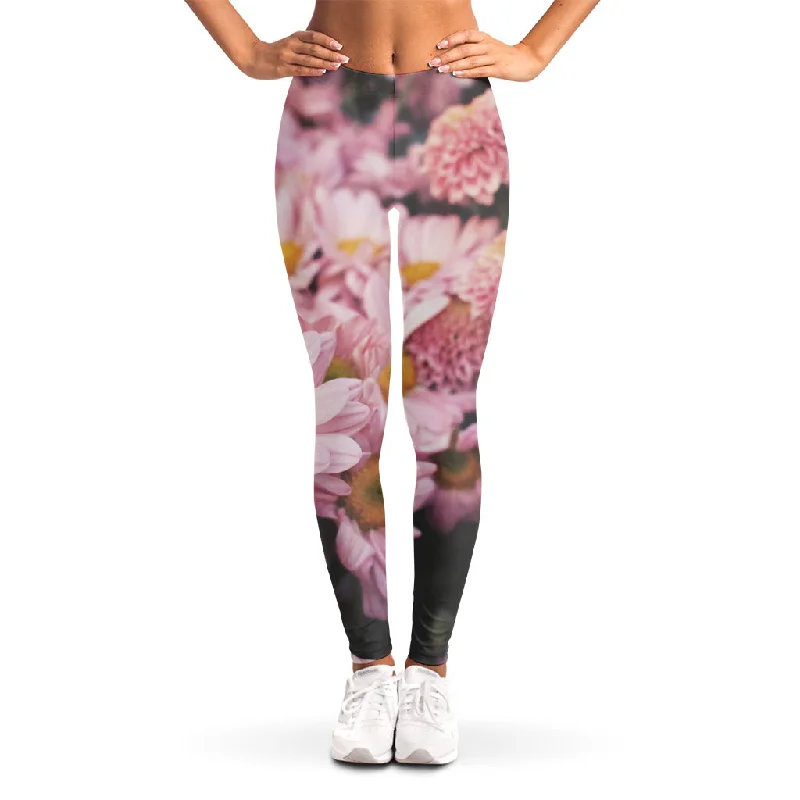 Deal Mania Pink Flowers Print Women's Leggings