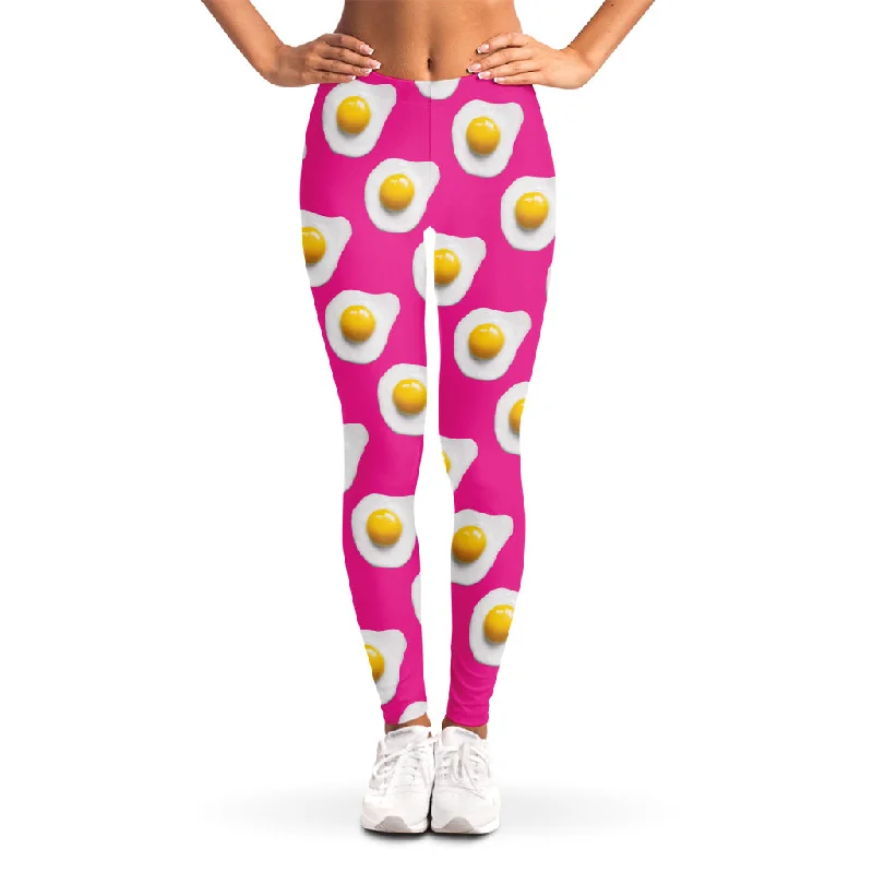 Factory Direct Sale Pink Fried Eggs Pattern Print Women's Leggings