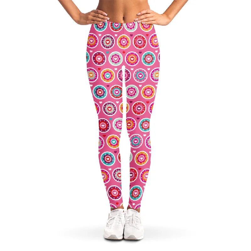 Seasonal Clearance Pink Girly Flower Pattern Print Women's Leggings