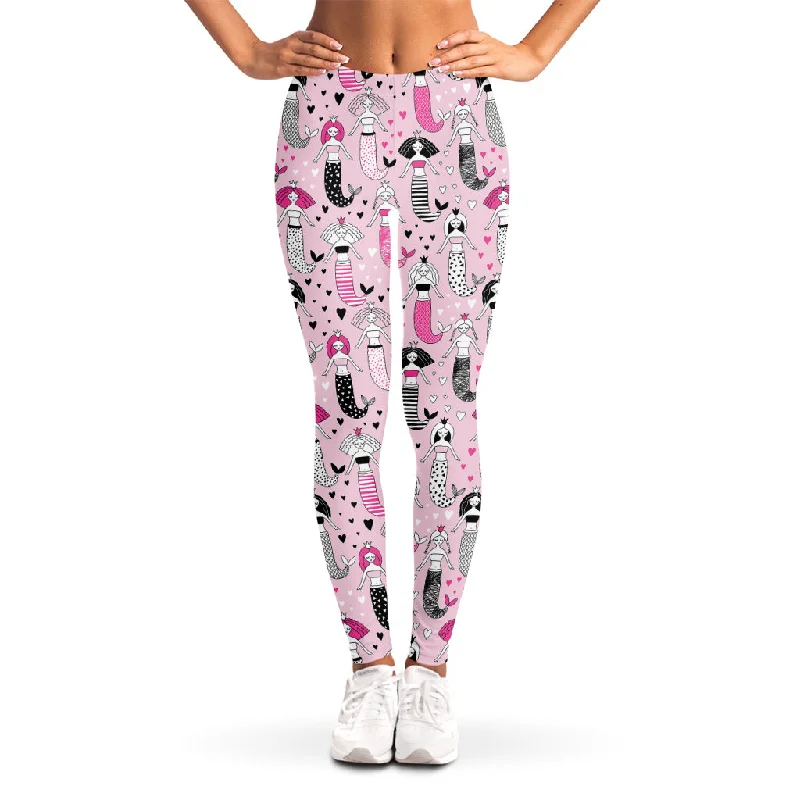 Price Buster Pink Girly Mermaid Pattern Print Women's Leggings
