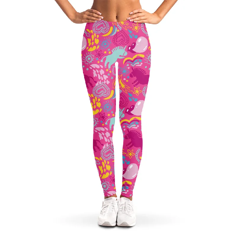 Blowout Sale Pink Girly Unicorn Print Women's Leggings