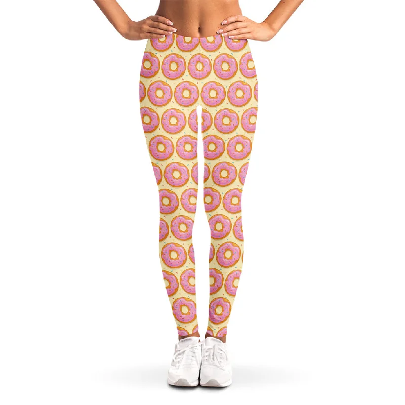Bargain Bin Pink Glazed Donut Pattern Print Women's Leggings