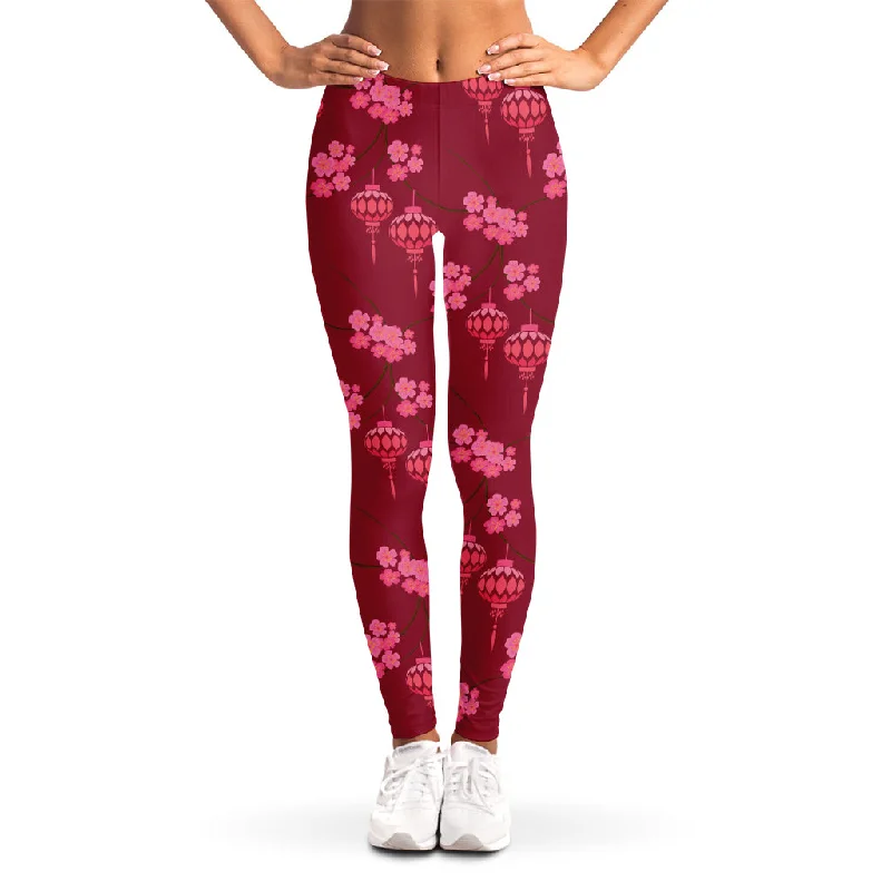 While Supplies Last Pink Japanese Lantern Pattern Print Women's Leggings