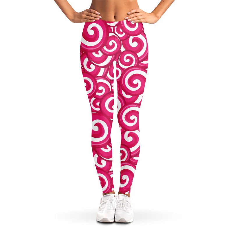 Clearance Sale Pink Lollipop Candy Pattern Print Women's Leggings