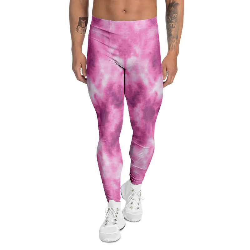 Overstock Pink Magenta Acrylic Print Pattern Men's Leggings