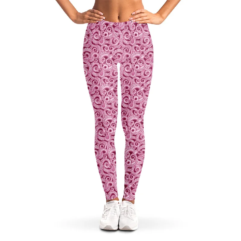 Midnight Madness Pink Octopus Tentacles Pattern Print Women's Leggings