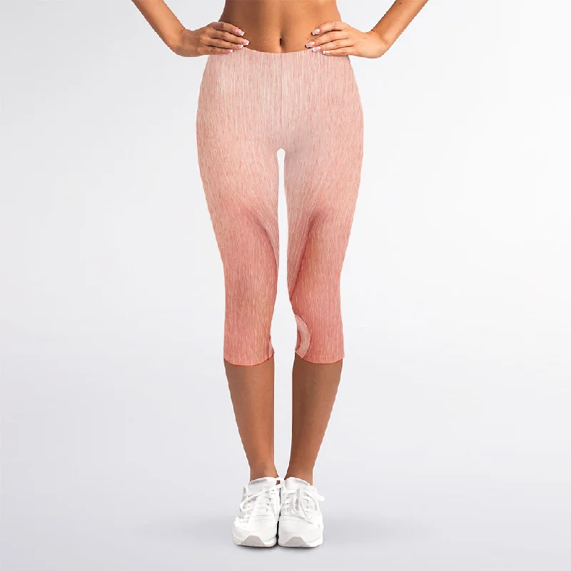 Super Savings Pink Pig Tail Print Women's Capri Leggings