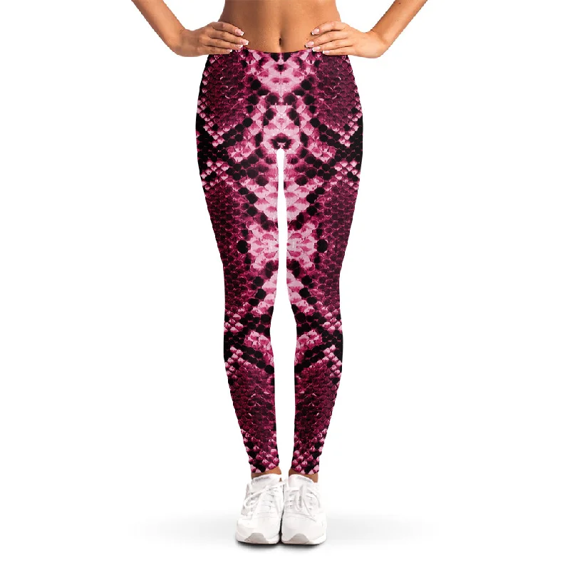 Final Clearance Pink Python Snakeskin Print Women's Leggings