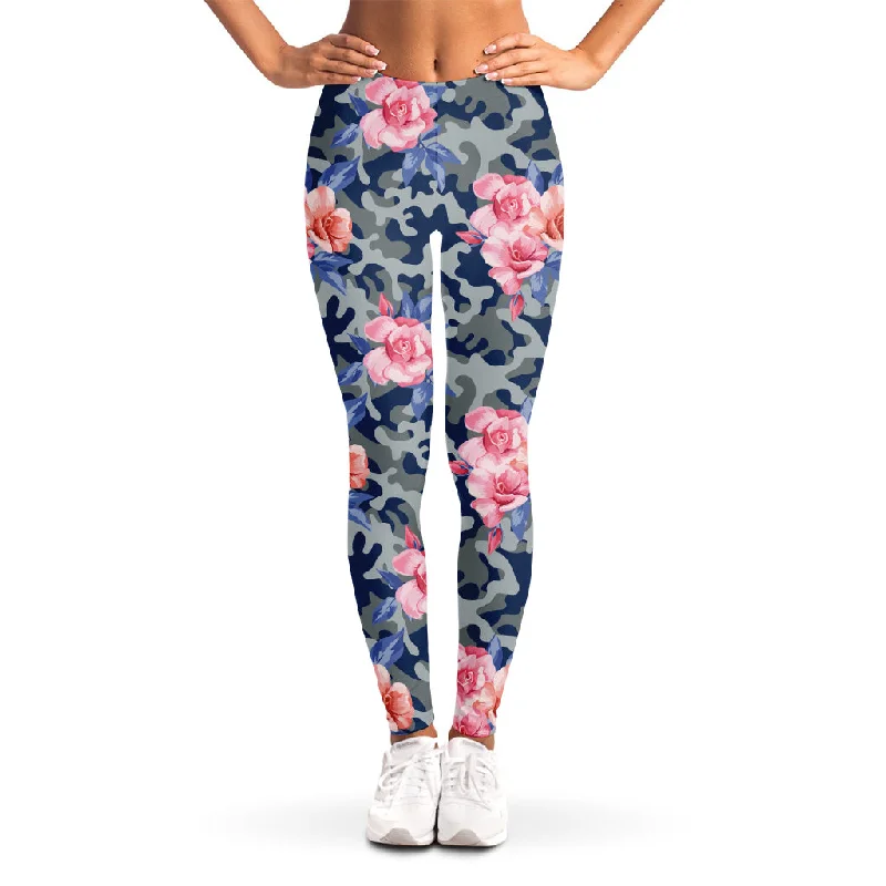 Bargain Prices Pink Rose Flower Camouflage Print Women's Leggings