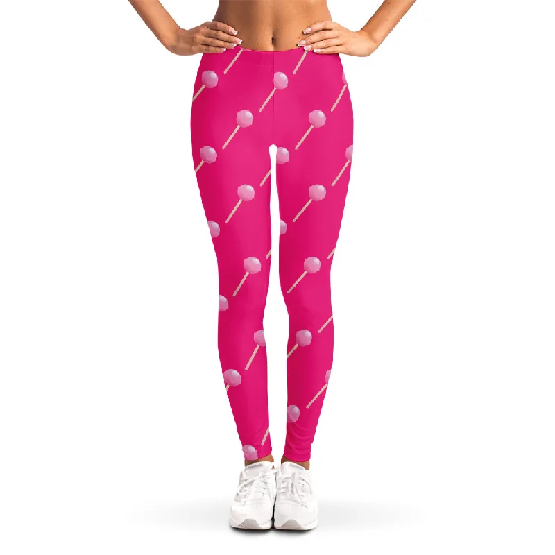 Exclusive Offers Pink Sweet Lollipop Pattern Print Women's Leggings