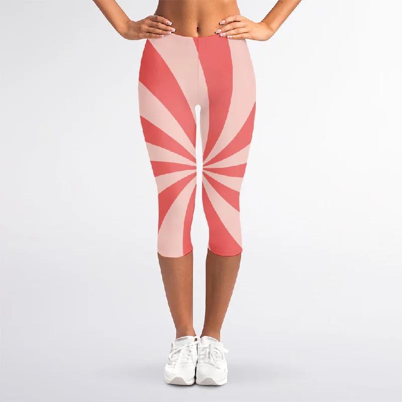 Amazing Deals Pink Swirl Print Women's Capri Leggings