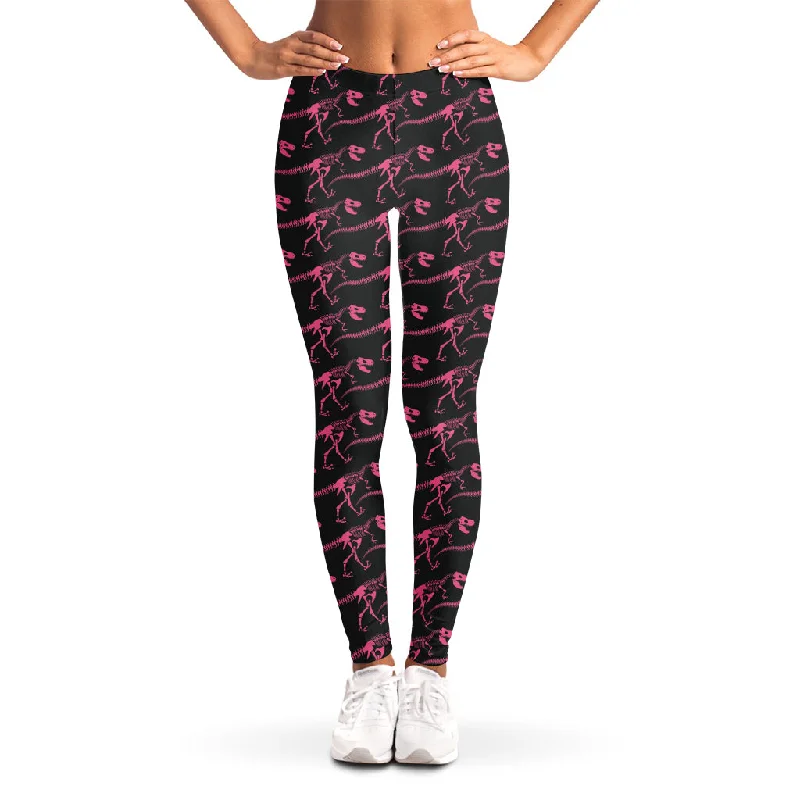 Blowout Deals Pink Tyrannosaurus Fossil Pattern Print Women's Leggings