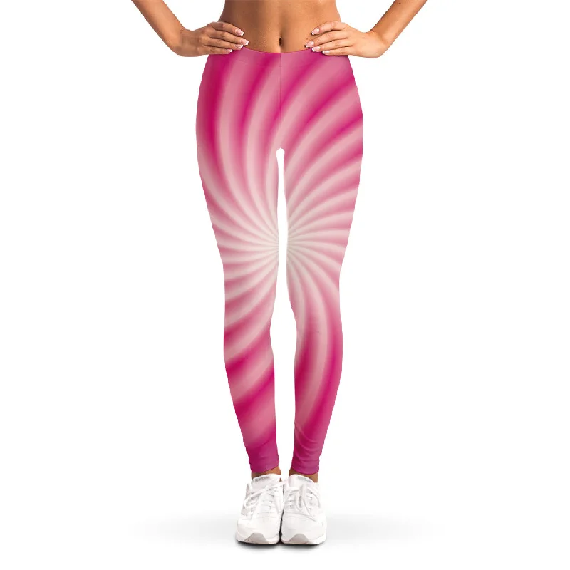 Super Sale Pink Whirlpool Spiral Print Women's Leggings