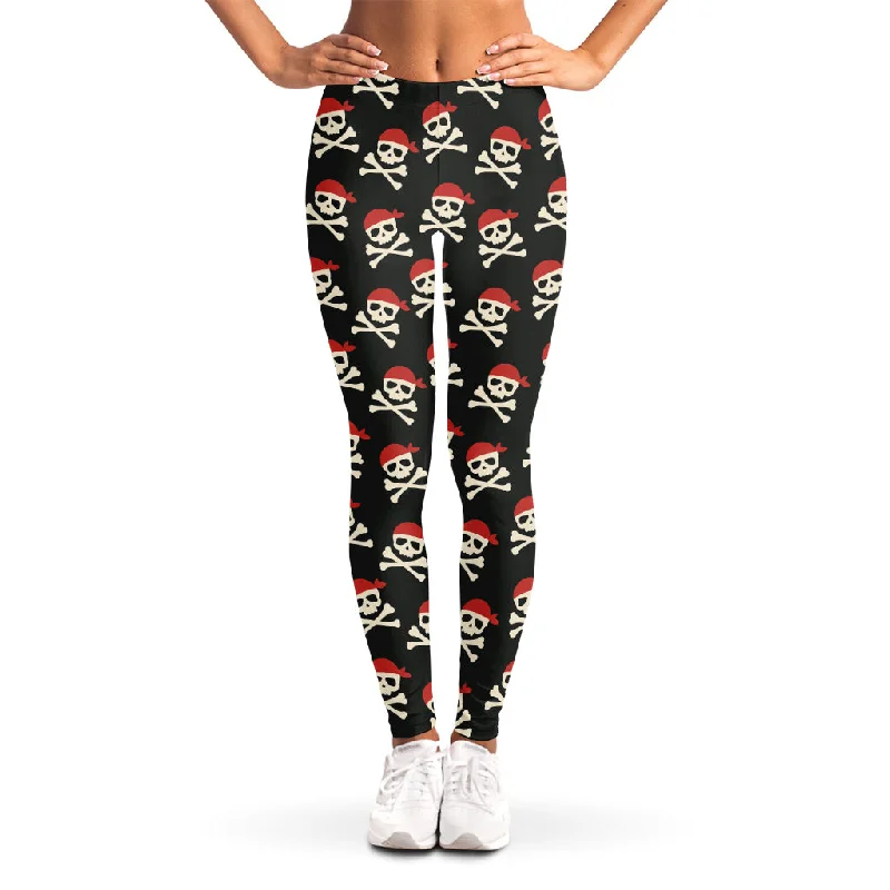 Savings Galore Pirate Skull Crossbones Pattern Print Women's Leggings