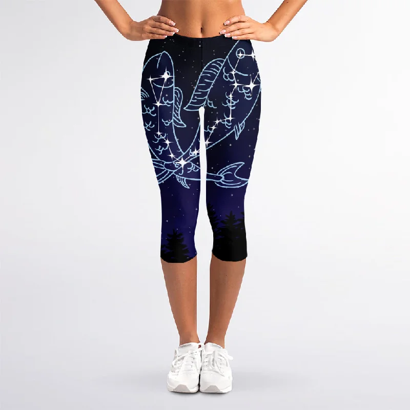 Unbeatable Prices Pisces Constellation Print Women's Capri Leggings