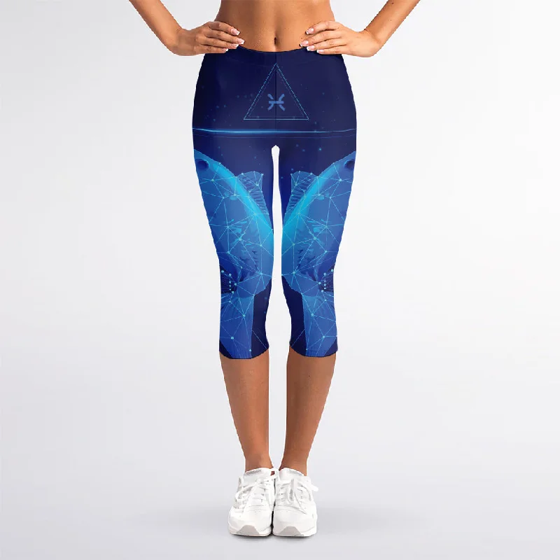Lowest Price Pisces Horoscope Sign Print Women's Capri Leggings