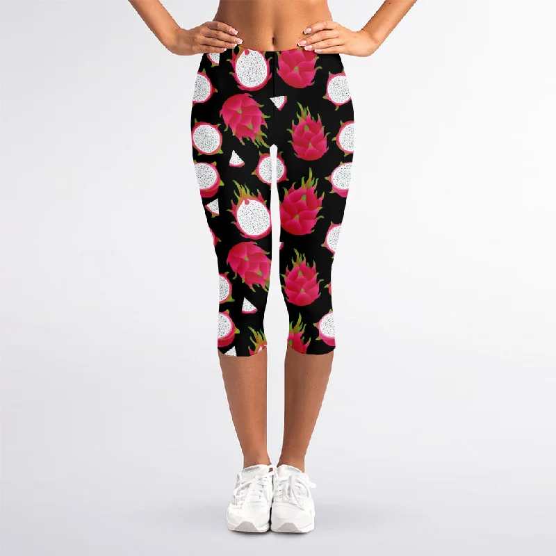 Super Bargain Pitaya Pattern Print Women's Capri Leggings