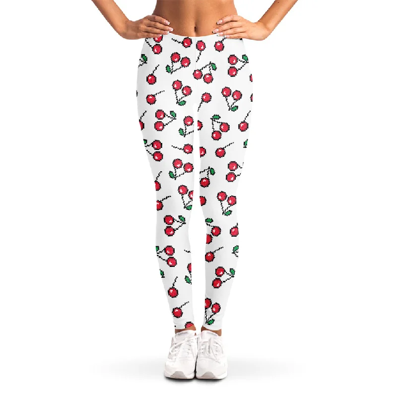 Limited Availability Pixel Cherry Pattern Print Women's Leggings